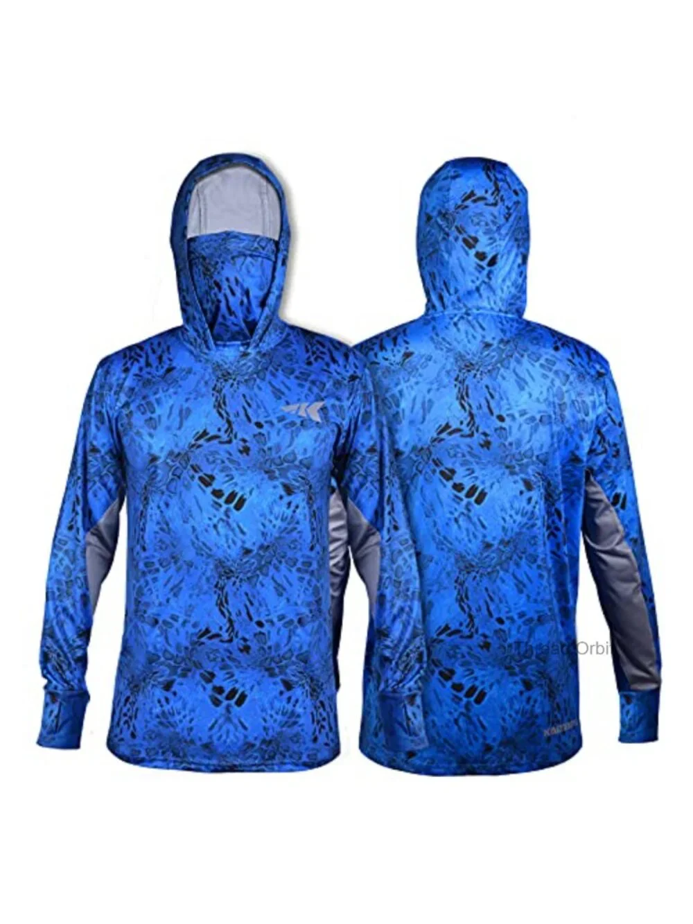 UPF 50 Long Sleeve Fishing Hoodie with Neck Gaiter Moisture-Wicking